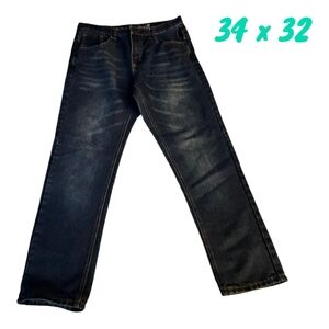 Beverly Hills Polo Club Mens 34x32 Jeans Denim Straight Leg Dark Wash Western